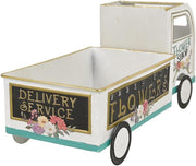 Farmhouse Small Flower Cart Metal Truck Decor Wagon Planters for Outdoor Plants Decorative Planters Vintage Indoor Plant Cart for Patio Garden Balcony White