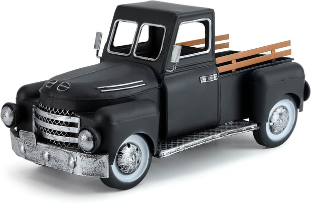 Farmhouse Black Truck Decor, Vintage Metal Trucks Decoration, Home Decorative Truck, Rustic Farm Garden Pickup Truck Planter. Shelf Centerpiece Table Decorations & Car Model Gifts