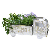 Farmhouse Small Flower Cart Metal Truck Decor Wagon Planters for Outdoor Plants Decorative Planters Vintage Indoor Plant Cart for Patio Garden Balcony White