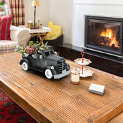 Vintage Farmhouse Black Metal Truck Decor, Old Farm Car Indoor Decoration, Fall Halloween Trucks Table & Kitchen Centerpieces, Decorative Outdoor Garden Cars Planters