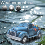 Garden Décor Outdoor Solar Lights, Blue Resin Truck Statue with Succulen Patio Lights for Home Décor, 8 LED Lights Solar Statues for Garden, Balcony, Yard Ornament, 9.6 x 4.7 x 4.3 inches